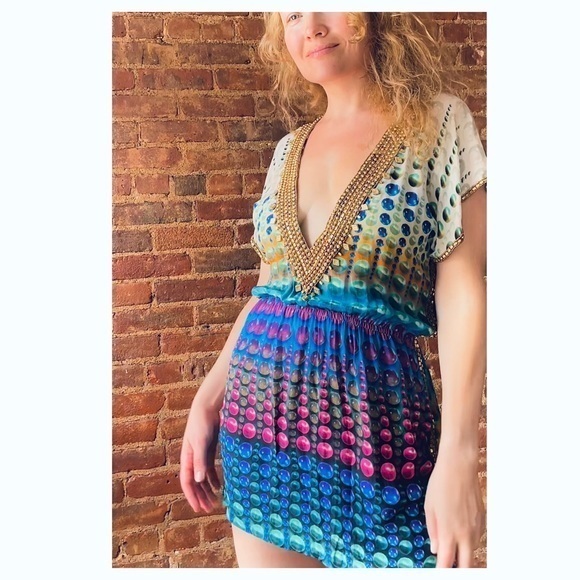 TAJ by Sabrina Crippa Dresses & Skirts - Taj By Sabrina Crippa Silk Beaded Tunic